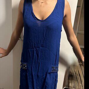 Cop.Copine bright blue dress with pocket detail, size M/L (just needs ironing!)